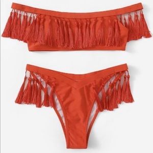 BRAND NEW Orange tassel bikini